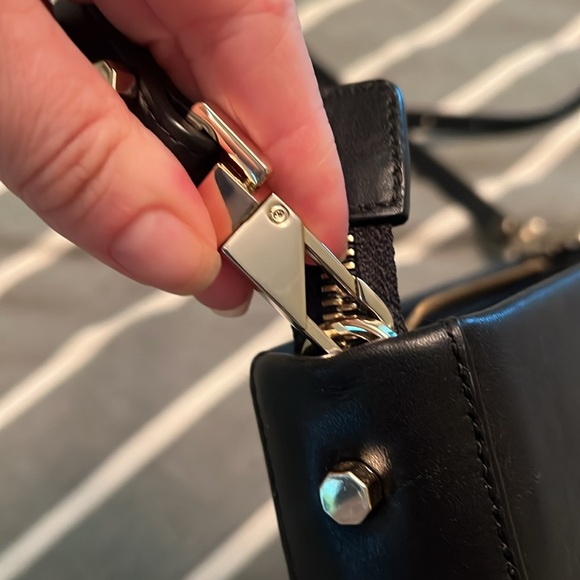 Luana Italy Black Leather Small
Crossbody W/Tassels Removable Strap
Clutch Purse - Picture 4 of 6